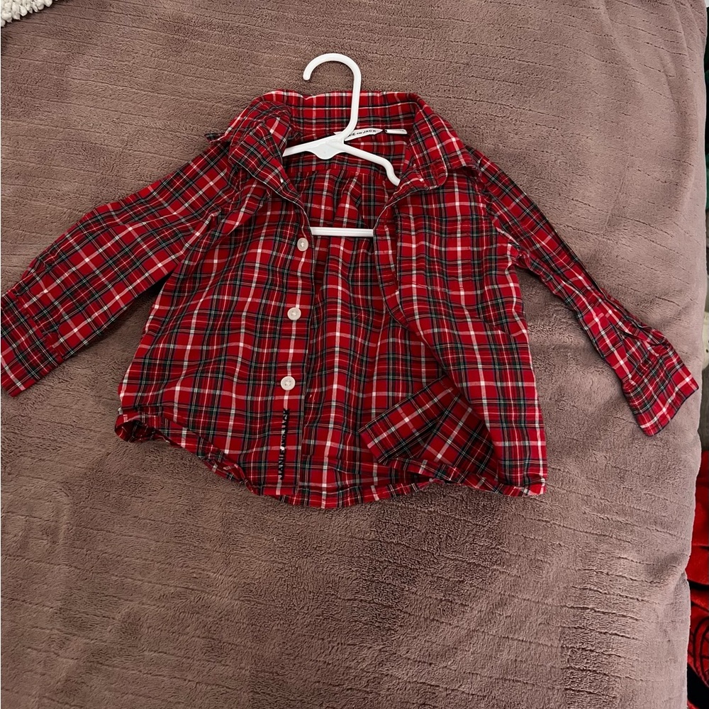 Janie and Jack Red Plaid Button Down Shirt